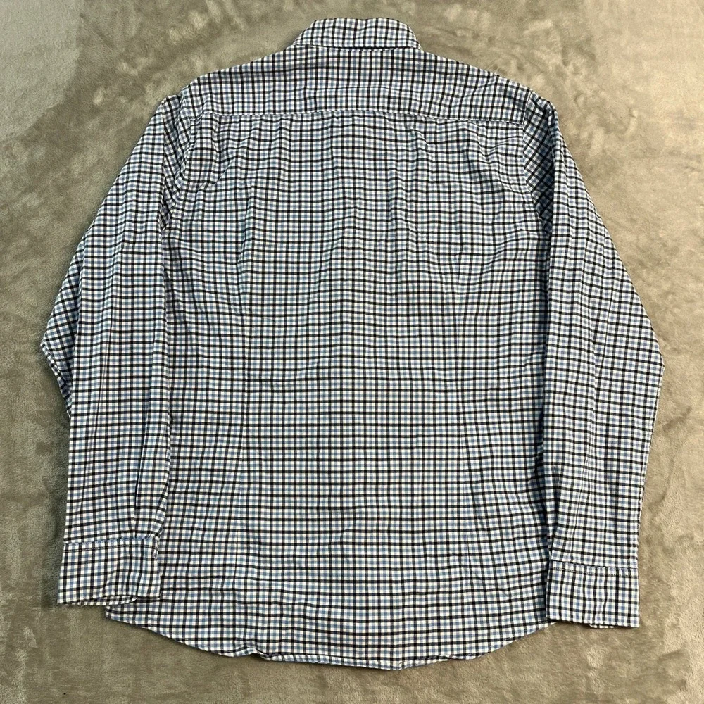 Barbour Gingham Check Tailored Fit Button Shirt Mens Medium Blue White Preppy